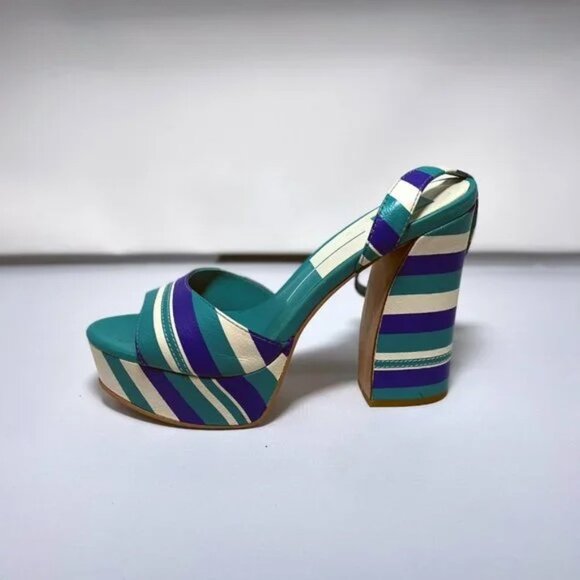 Dolce Vita Gavvin Striped Leather Platform Block Heel Sandal - Picture 6 of 8